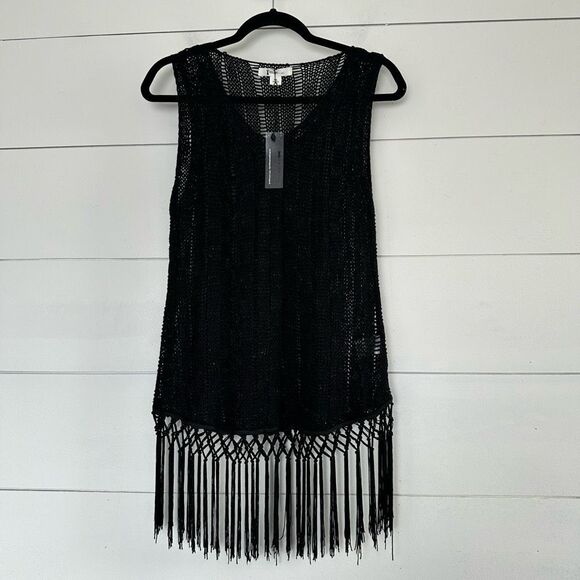 Nylon Apparel Women’s Medium/Large Black Boho Fringe Tank New NWT - Picture 1 of 5